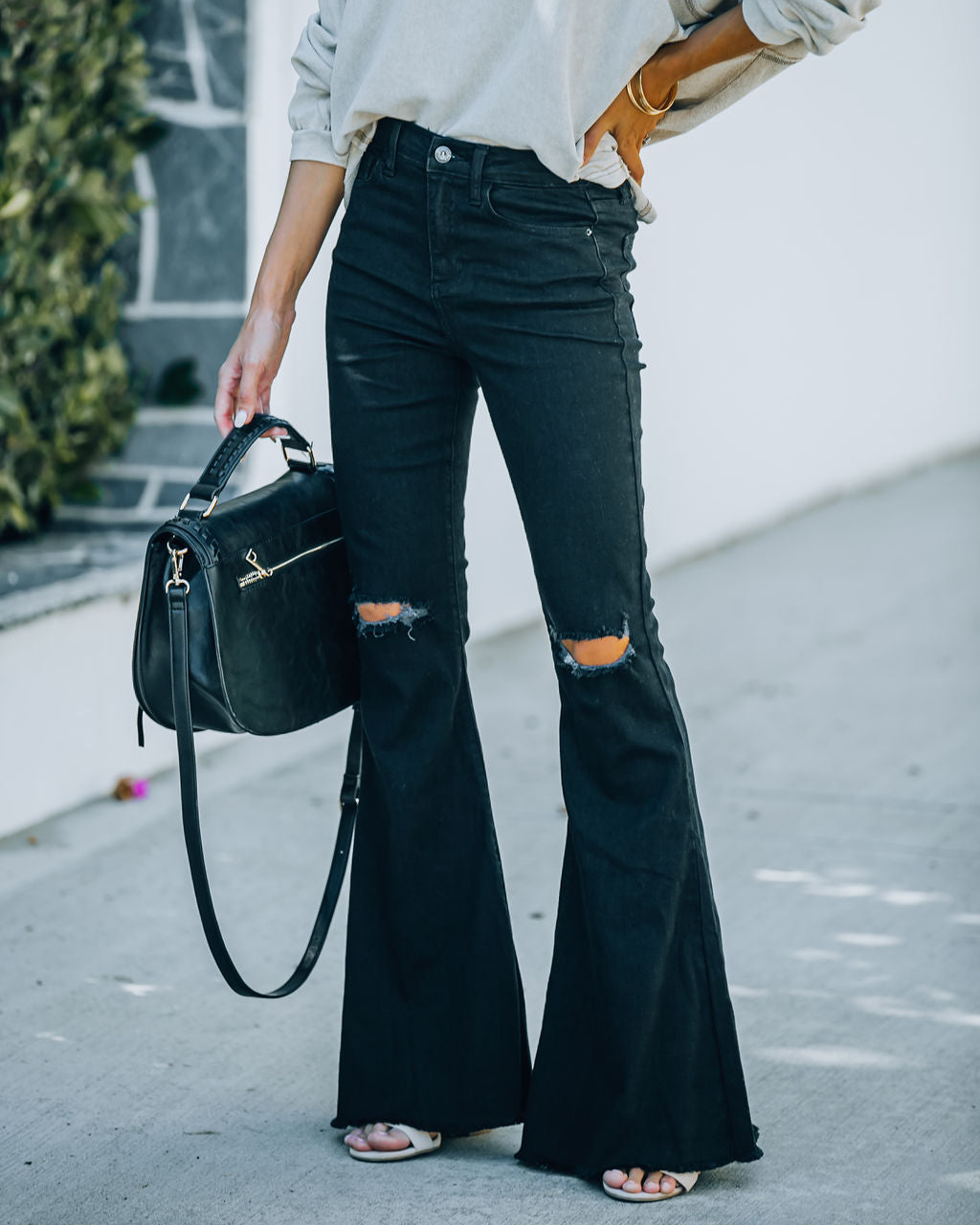 Ashby High Rise Distressed Bell Bottom Denim