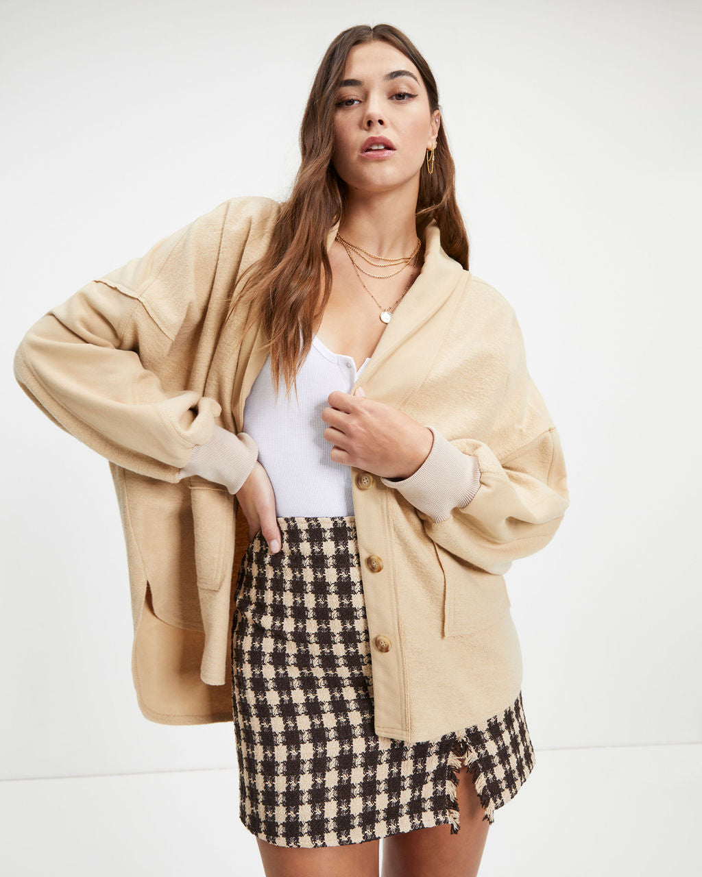 Kaleb Pocketed Contrast Knit Cardigan - Tan - FINAL SALE