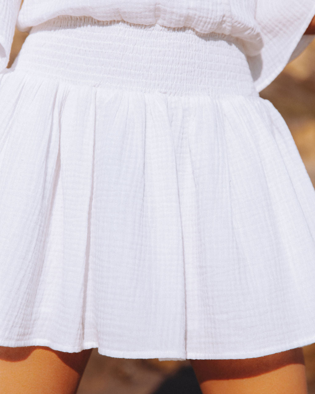 Always A Good Time Cotton Smocked Drape Dress - White - SALE
