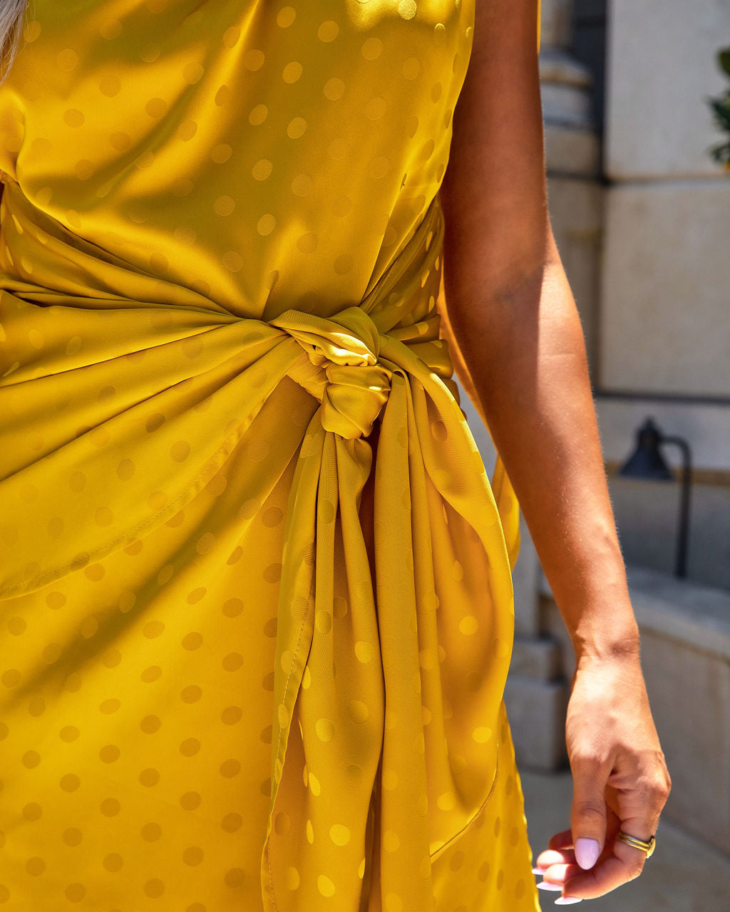 Philippe Satin One Shoulder Drape Dress - Mustard - FINAL SALE