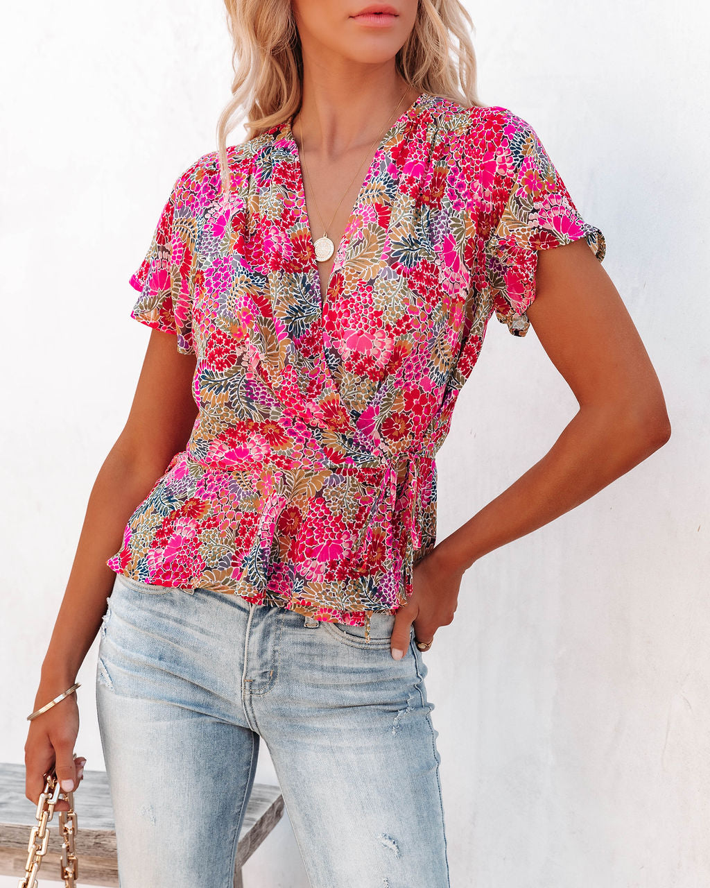 Villa For The Summer Floral Wrap Top - FINAL SALE