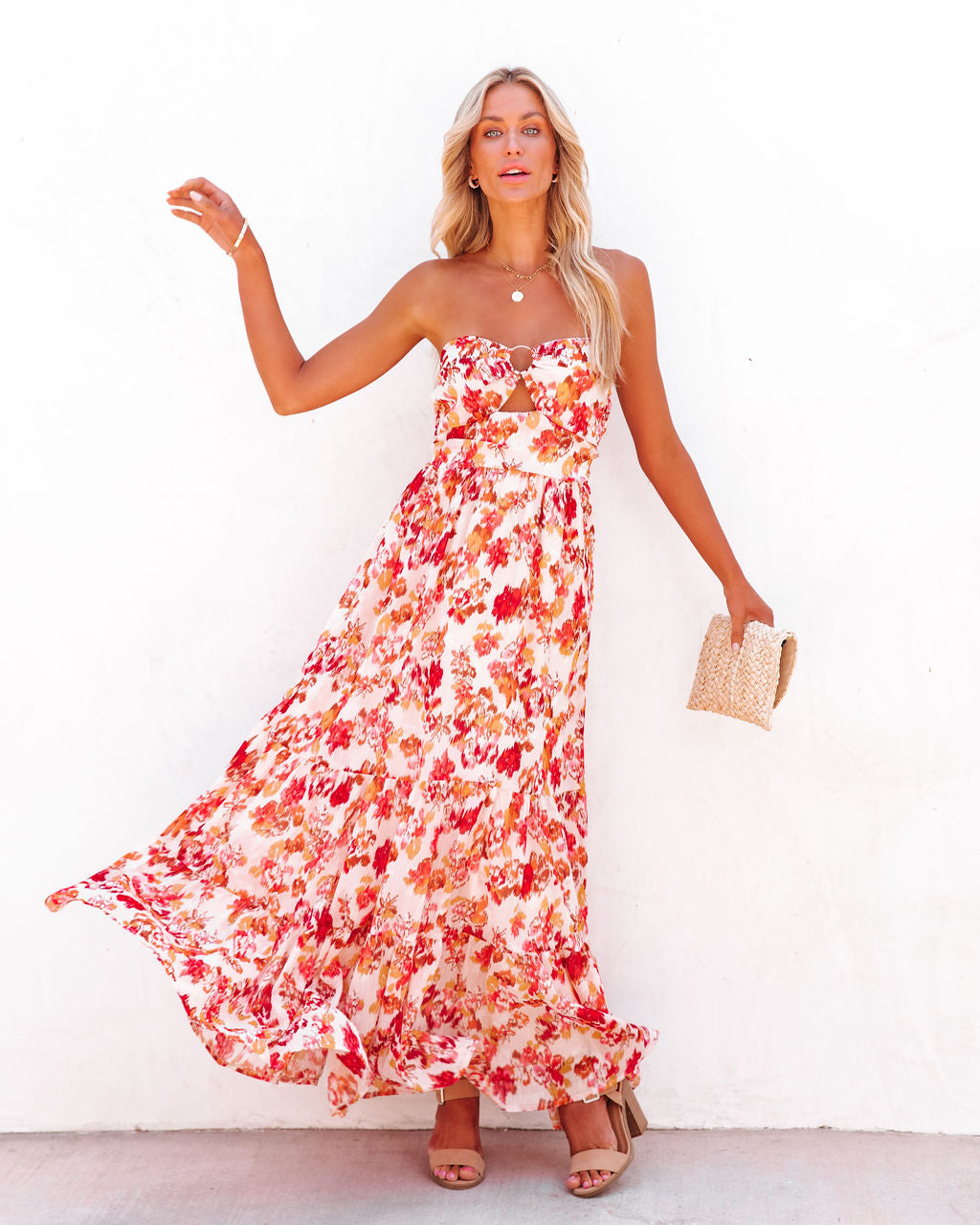 Golden Times Front Cutout Metallic Maxi Dress - FINAL SALE