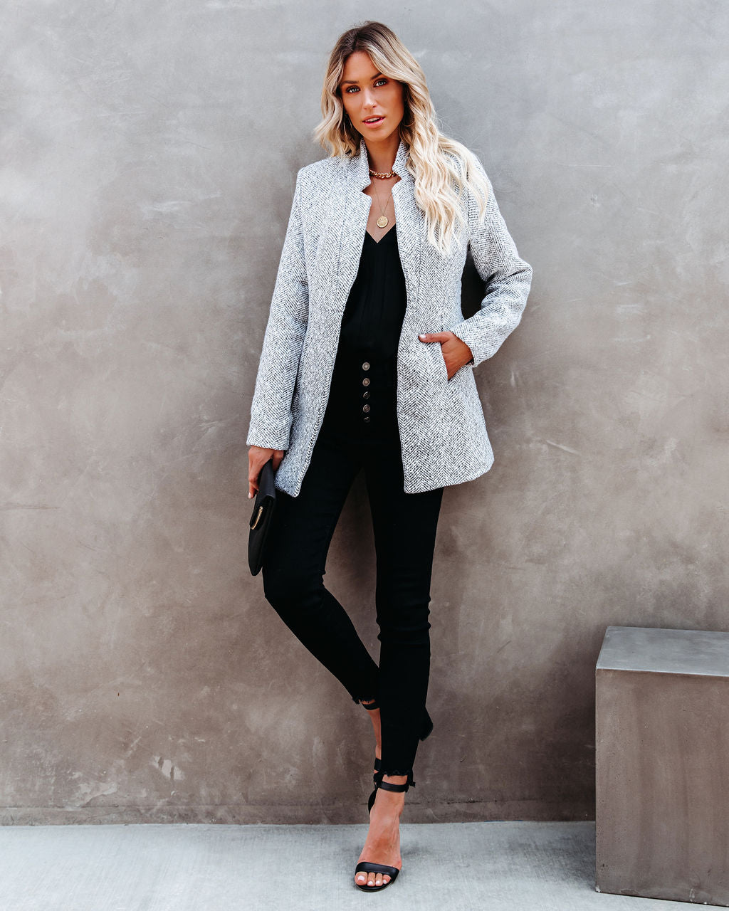 Tayshia Pocketed Coat - Heather Grey