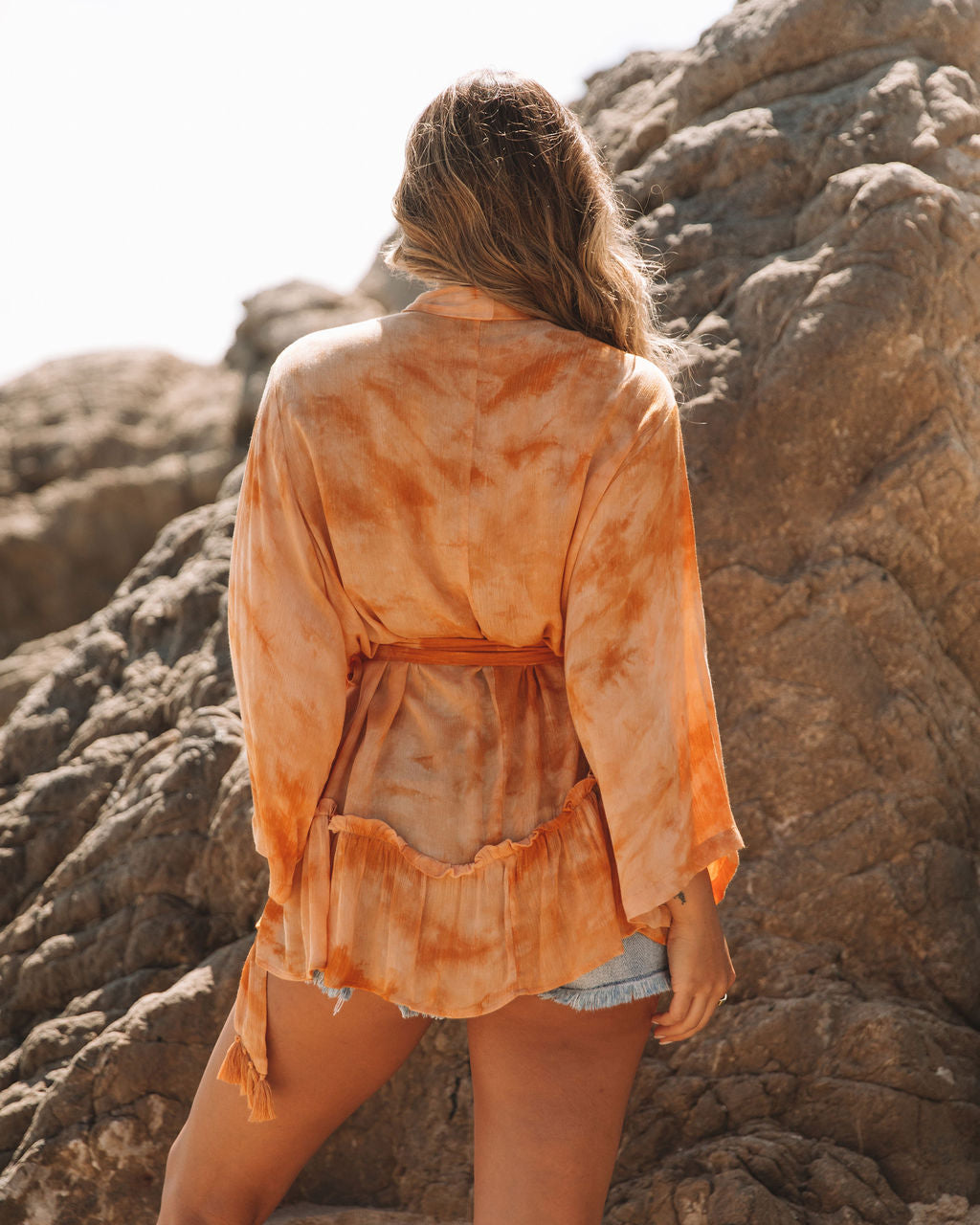 Fan The Flames Tie Dye Kimono Wrap Top - FINAL SALE