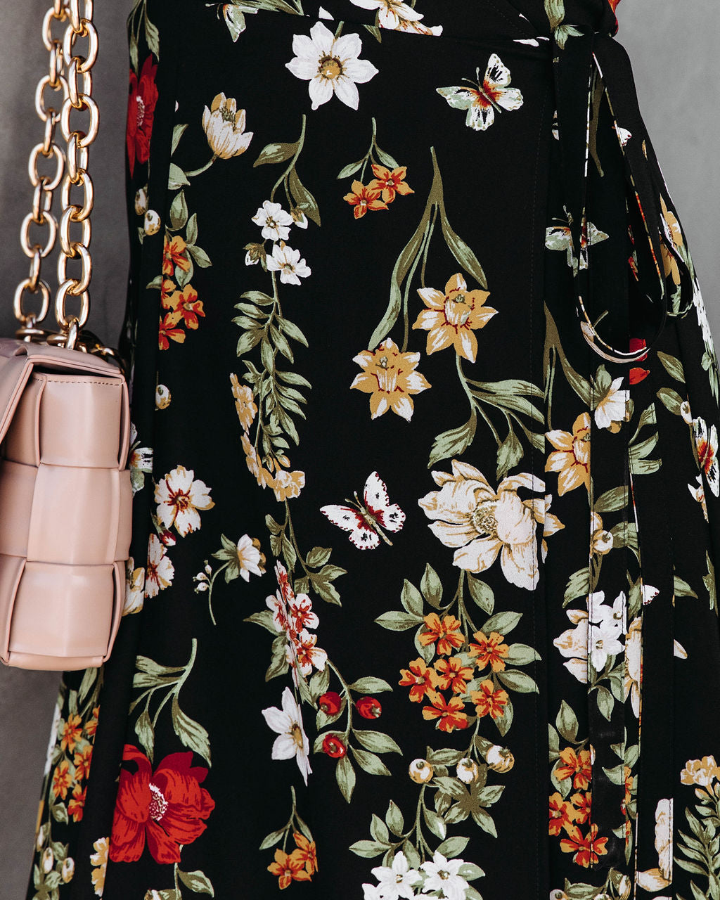 Butterfly Kisses And Floral Wishes Wrap Maxi Dress