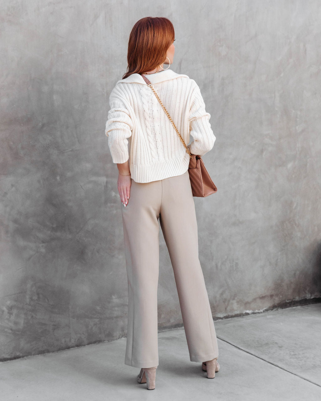 Aspen Cable Knit Half Zip Sweater - Ivory