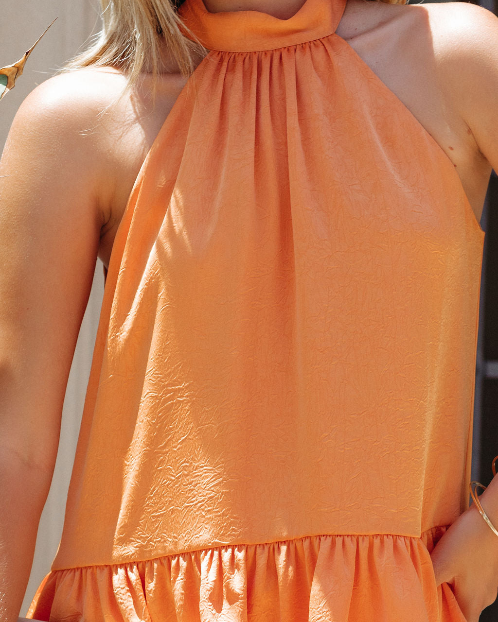 Nassif Satin Peplum Top - Orange - FINAL SALE