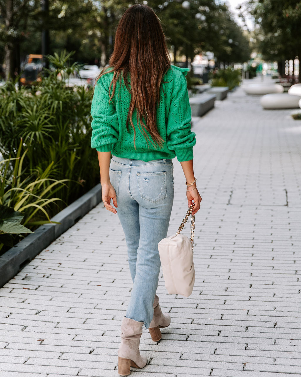 Wilson Knit Ruffle Pullover Sweater - Kelly Green - SALE