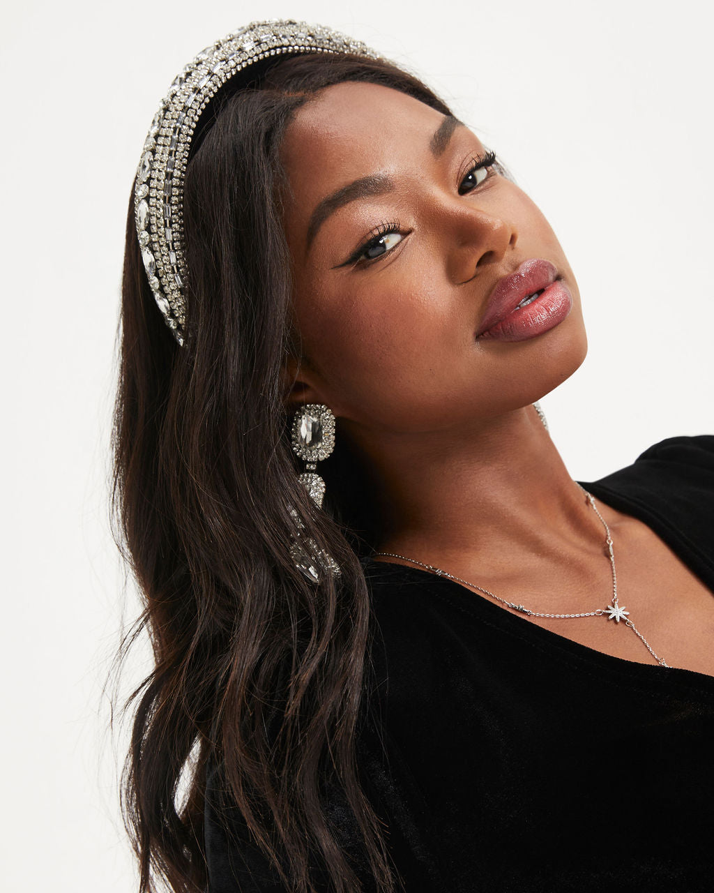Shashi - Tiffany Embellished Puff Headband - Black
