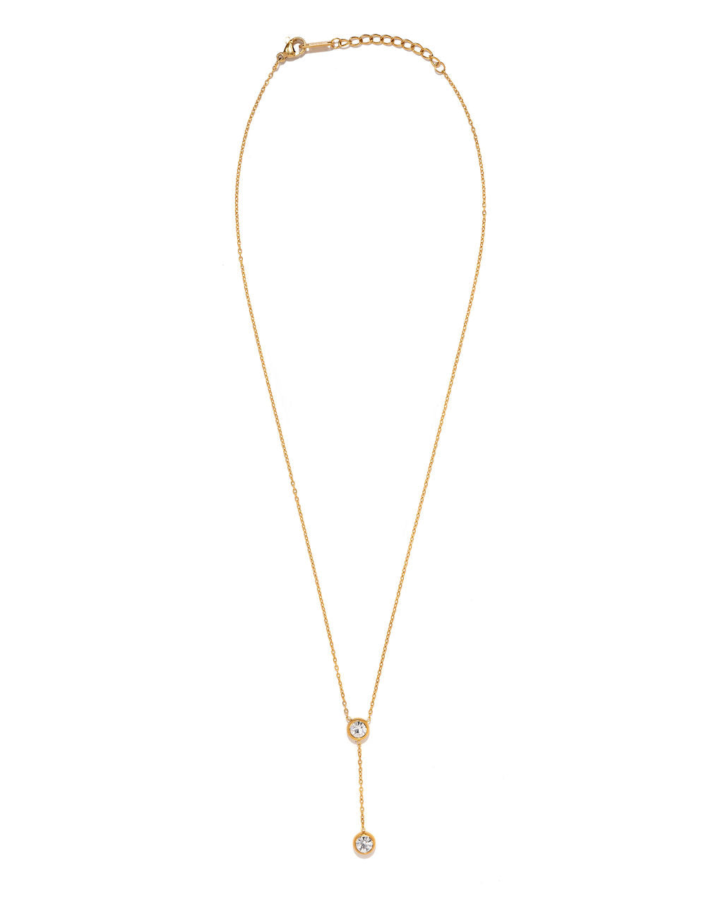 Double Up Crystal Necklace - Gold