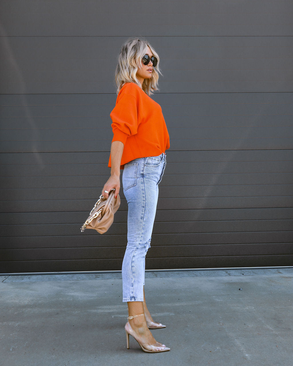 Sarna Dolman Knit Sweater - Orange - SALE