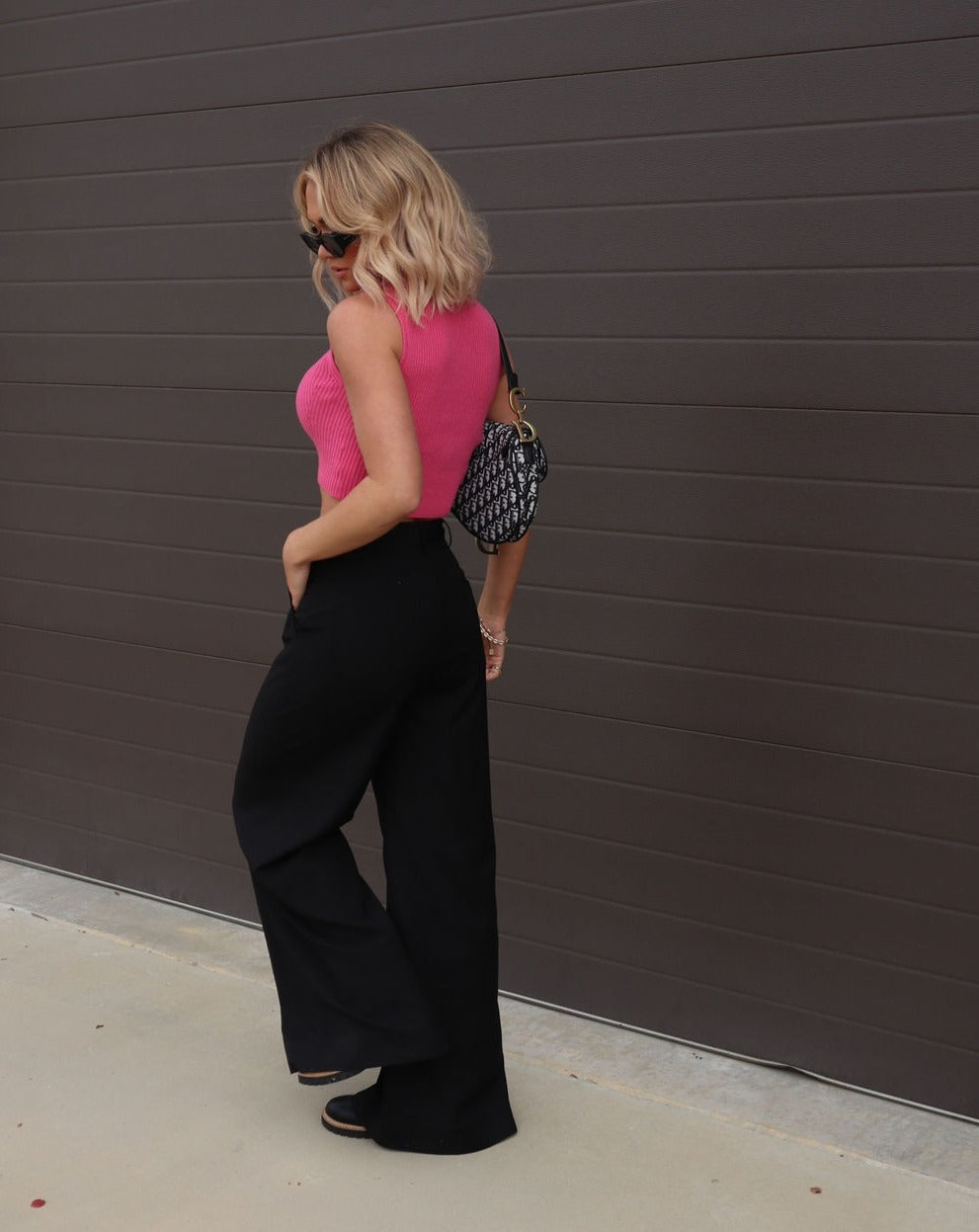 Candice Ribbed Knit Crop Top - Hot Pink