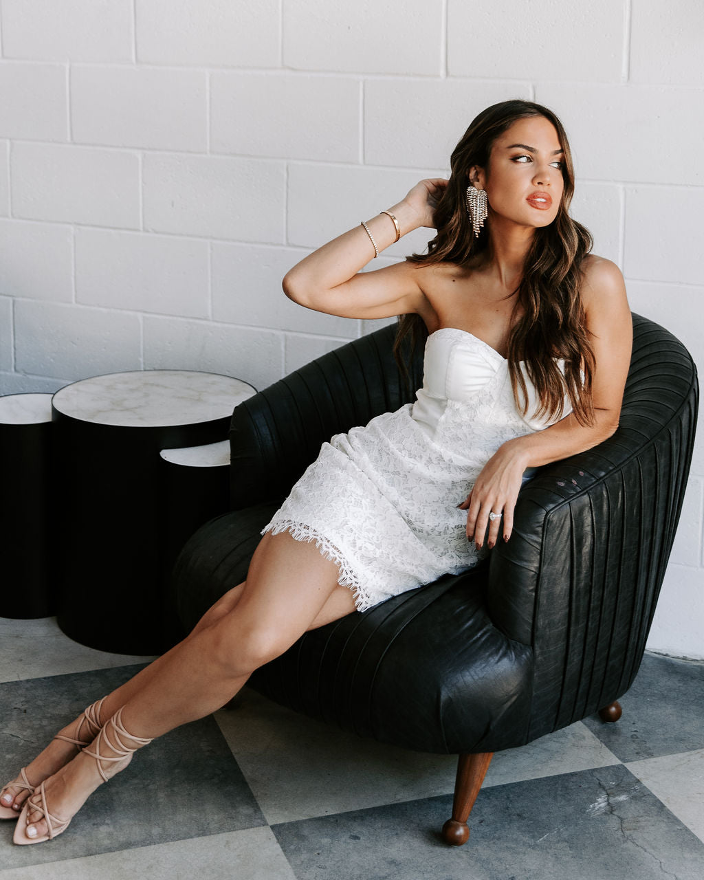 To Be With You Lace Strapless Corset Mini Dress - White