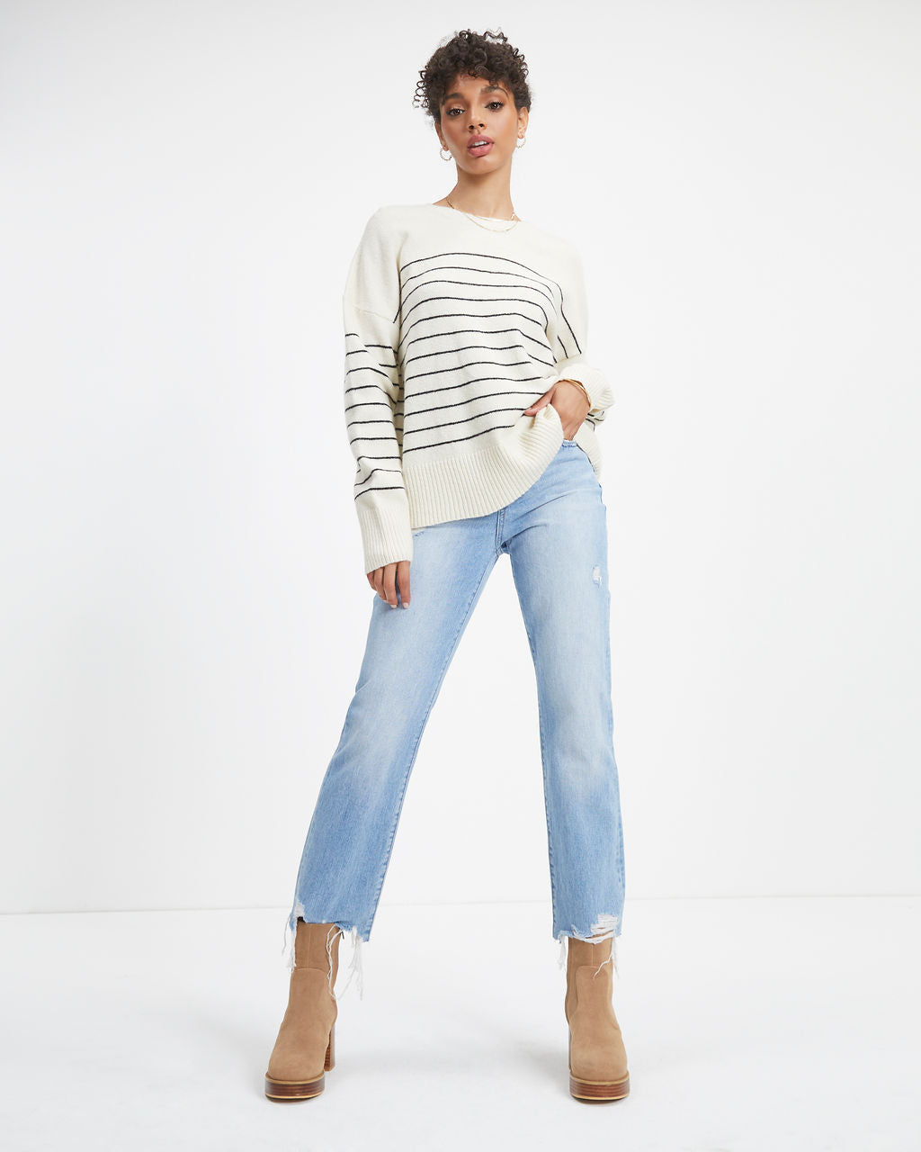 Harbor Autumn Coast Striped Knit Pullover Sweater