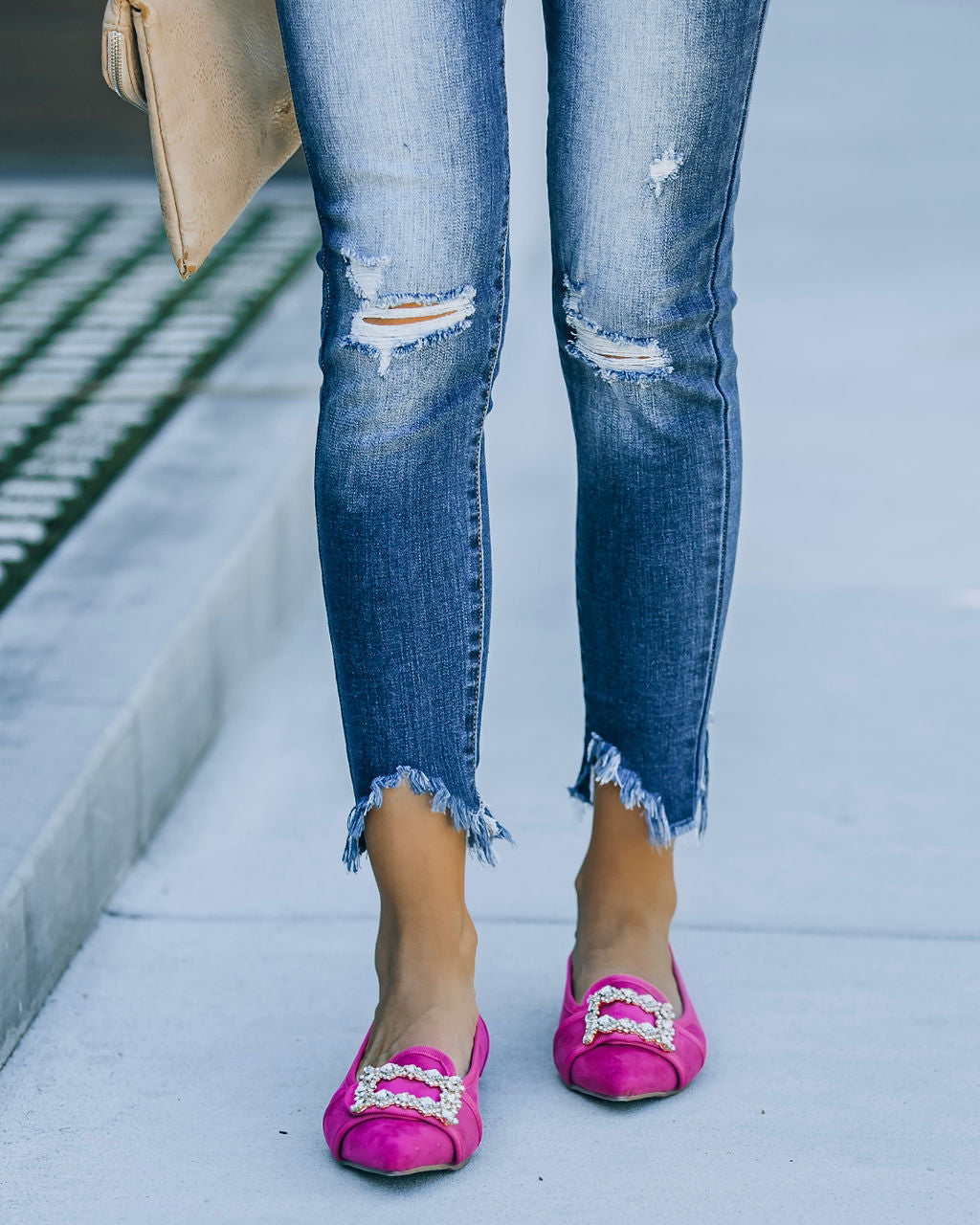 Vanderpump Embellished Faux Suede Flats - Pink