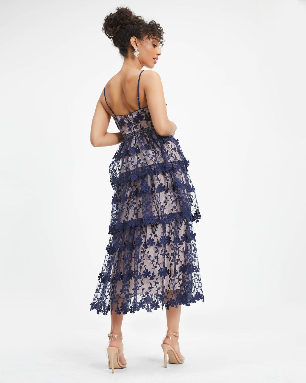 Pascal Tiered Crochet Lace Midi Dress - Blue - FINAL SALE