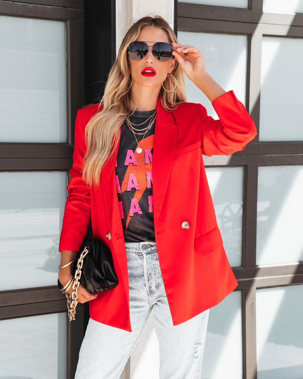 Whinn Pocketed Blazer - Red - SALE