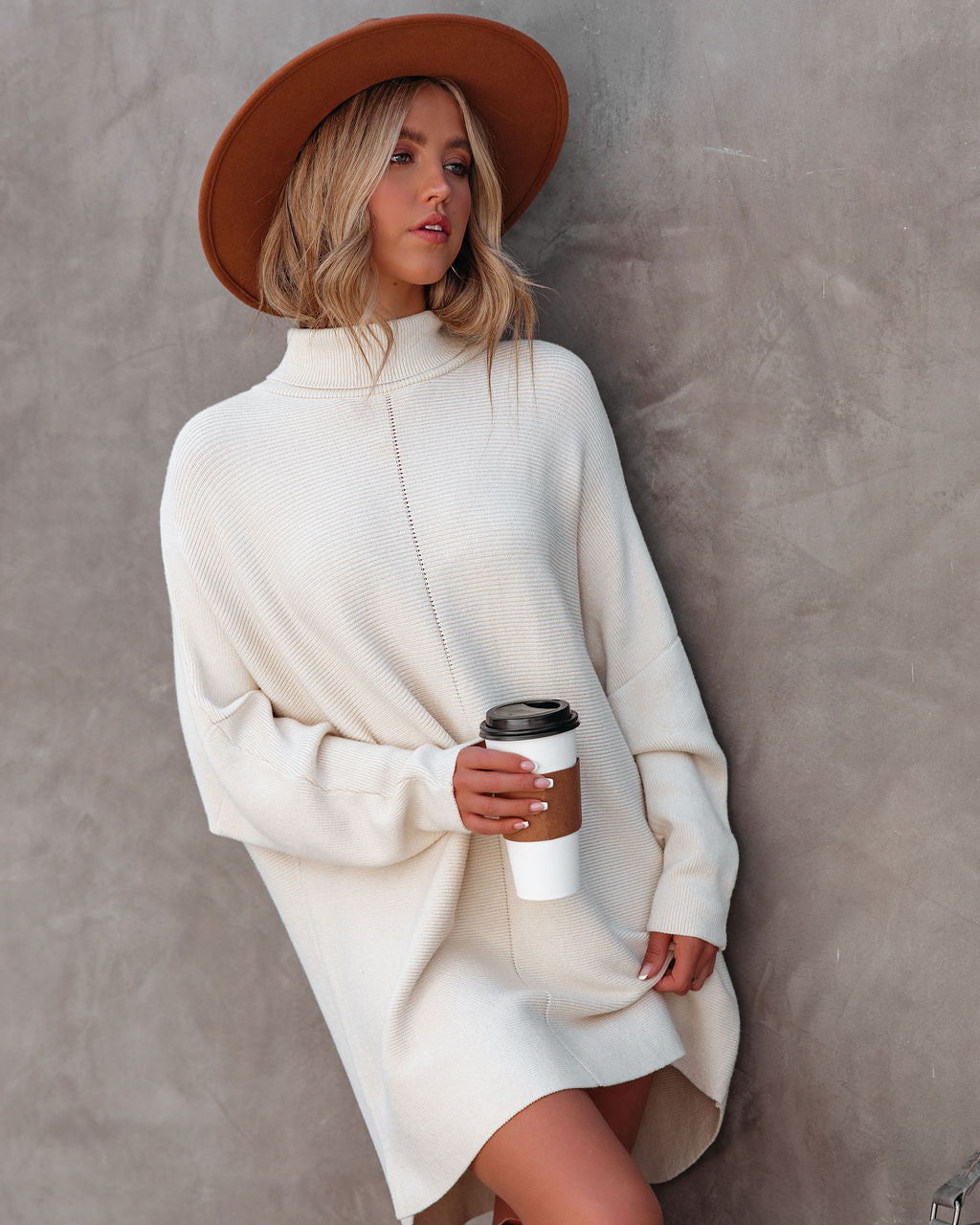 Suzy Turtleneck Tunic Sweater - Ivory