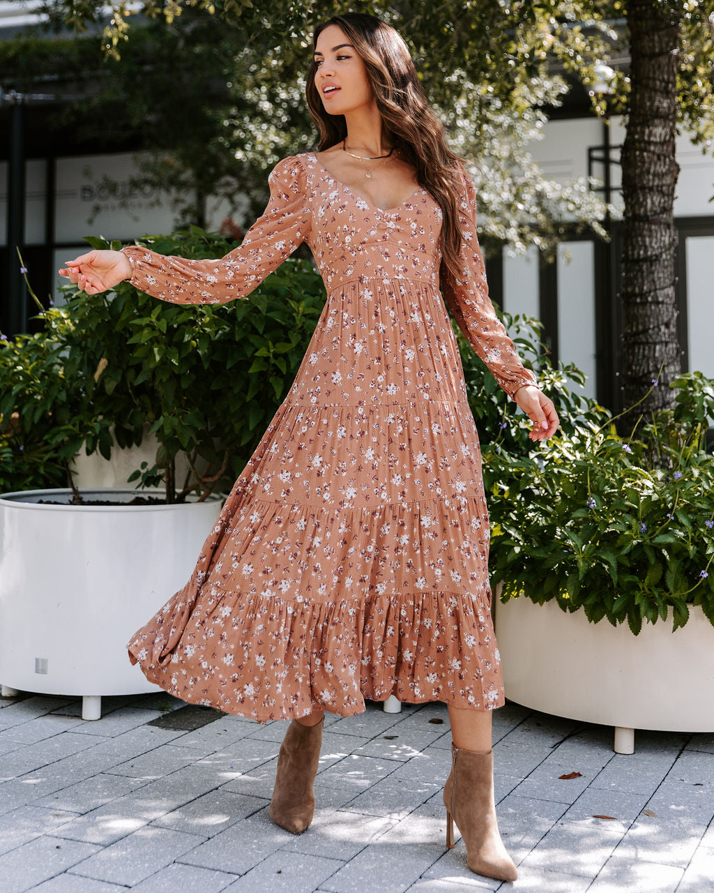 Wherever You Go Floral Midi Dress