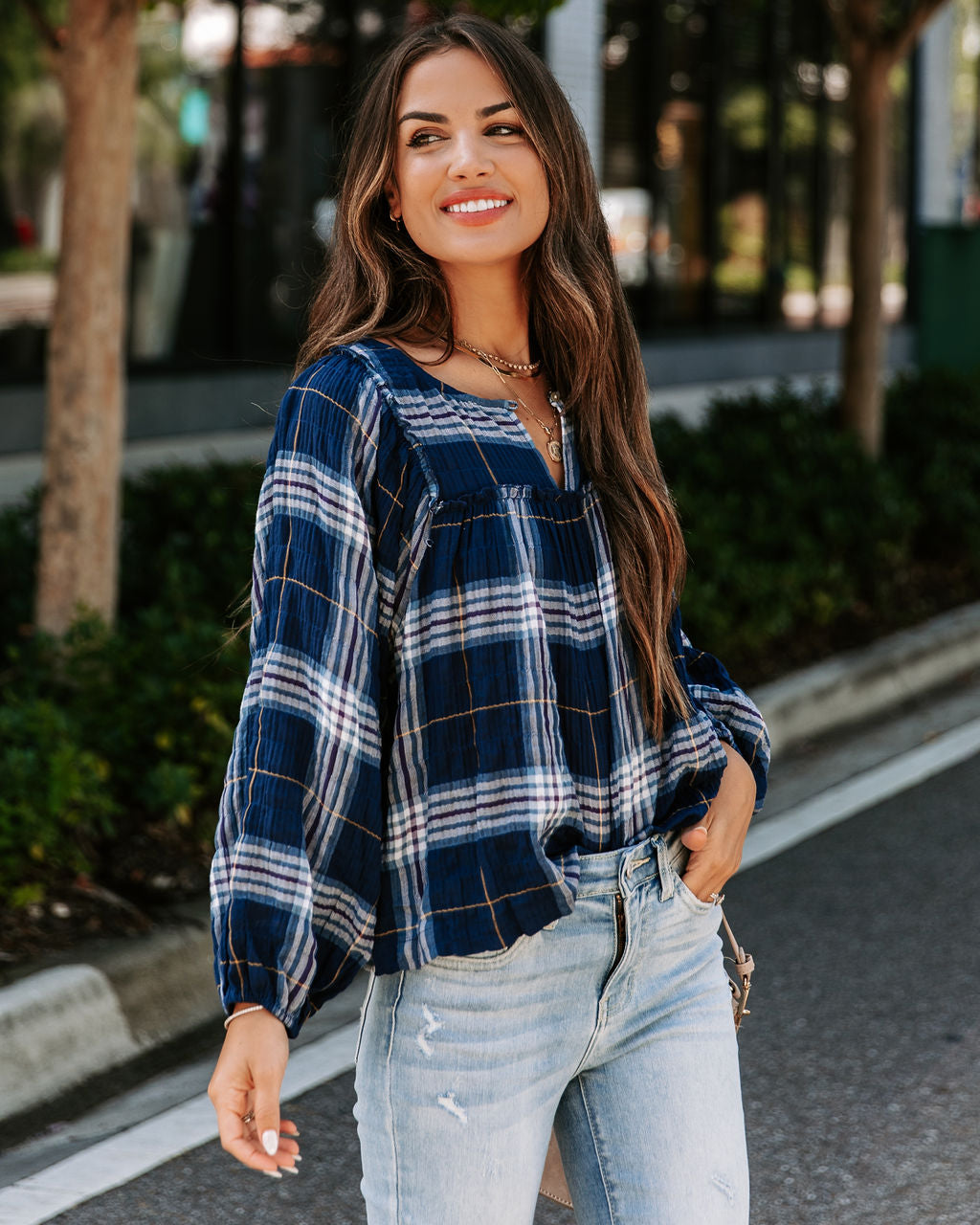 Ralphie Plaid Cotton Babydoll Top - FINAL SALE