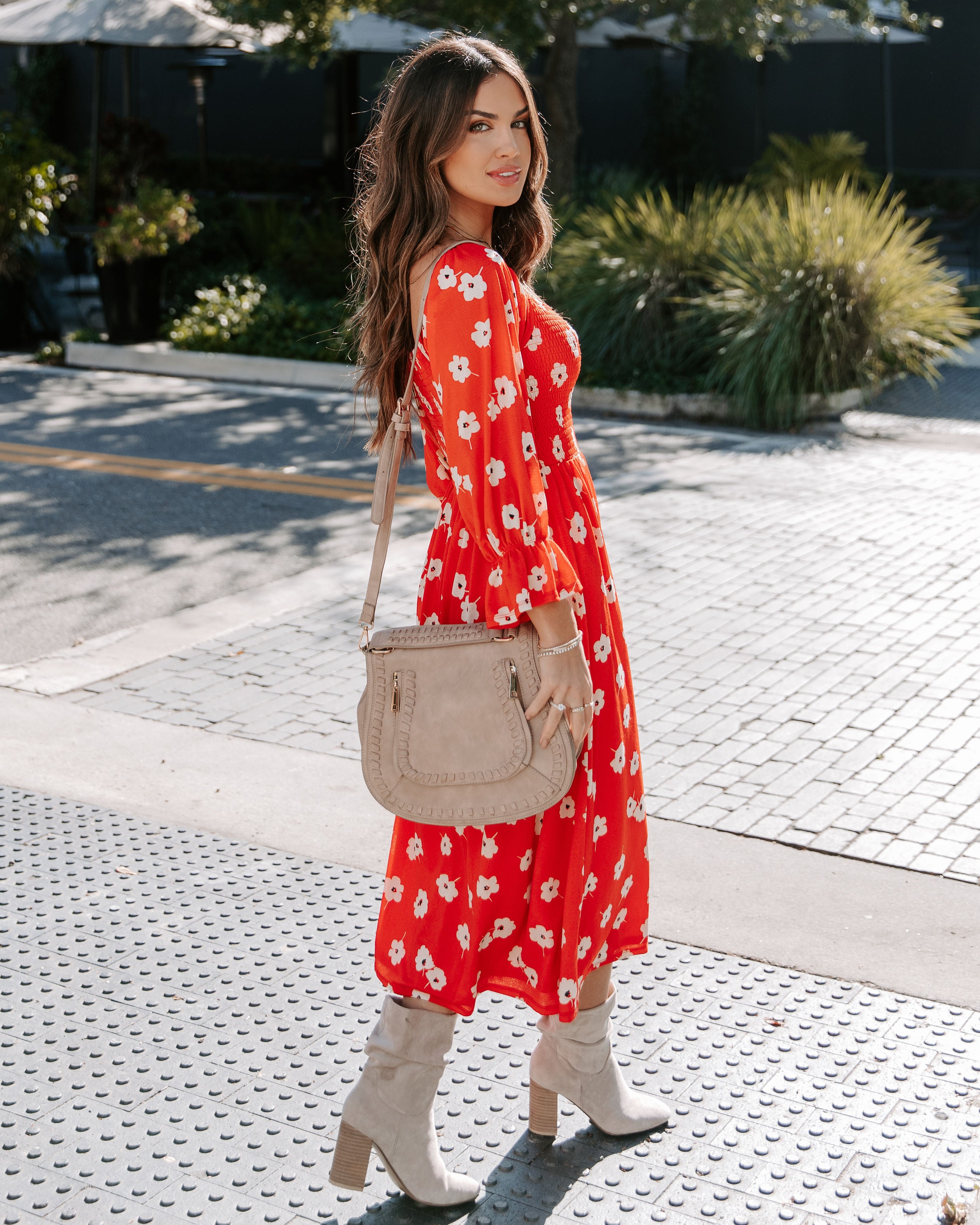 Poppy Girl Floral Smocked Midi Dress