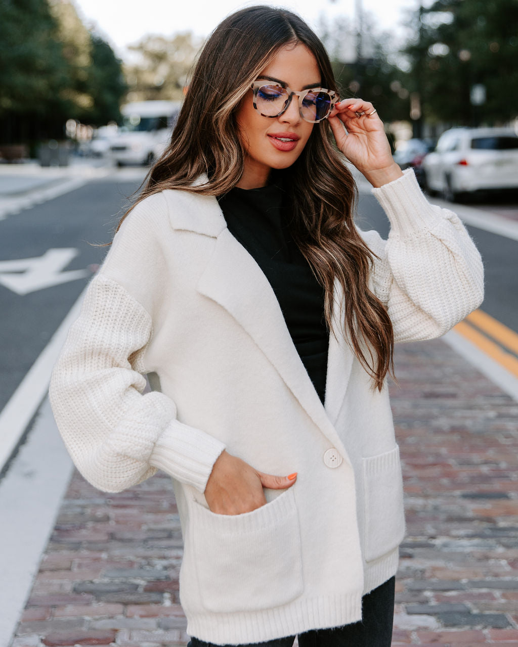 Birch Pocketed Collared Cardigan - Ivory