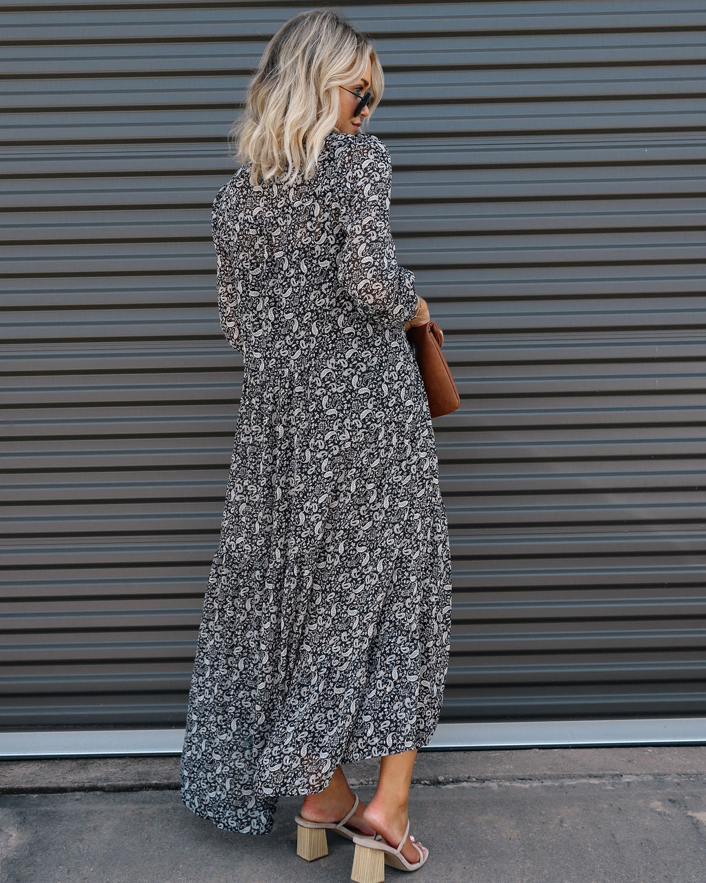 Valery Paisley Tiered Chiffon Maxi Dress