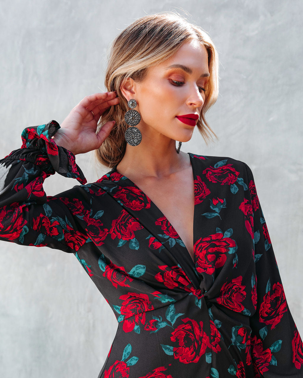 Triple Disco Drop Earrings - Black