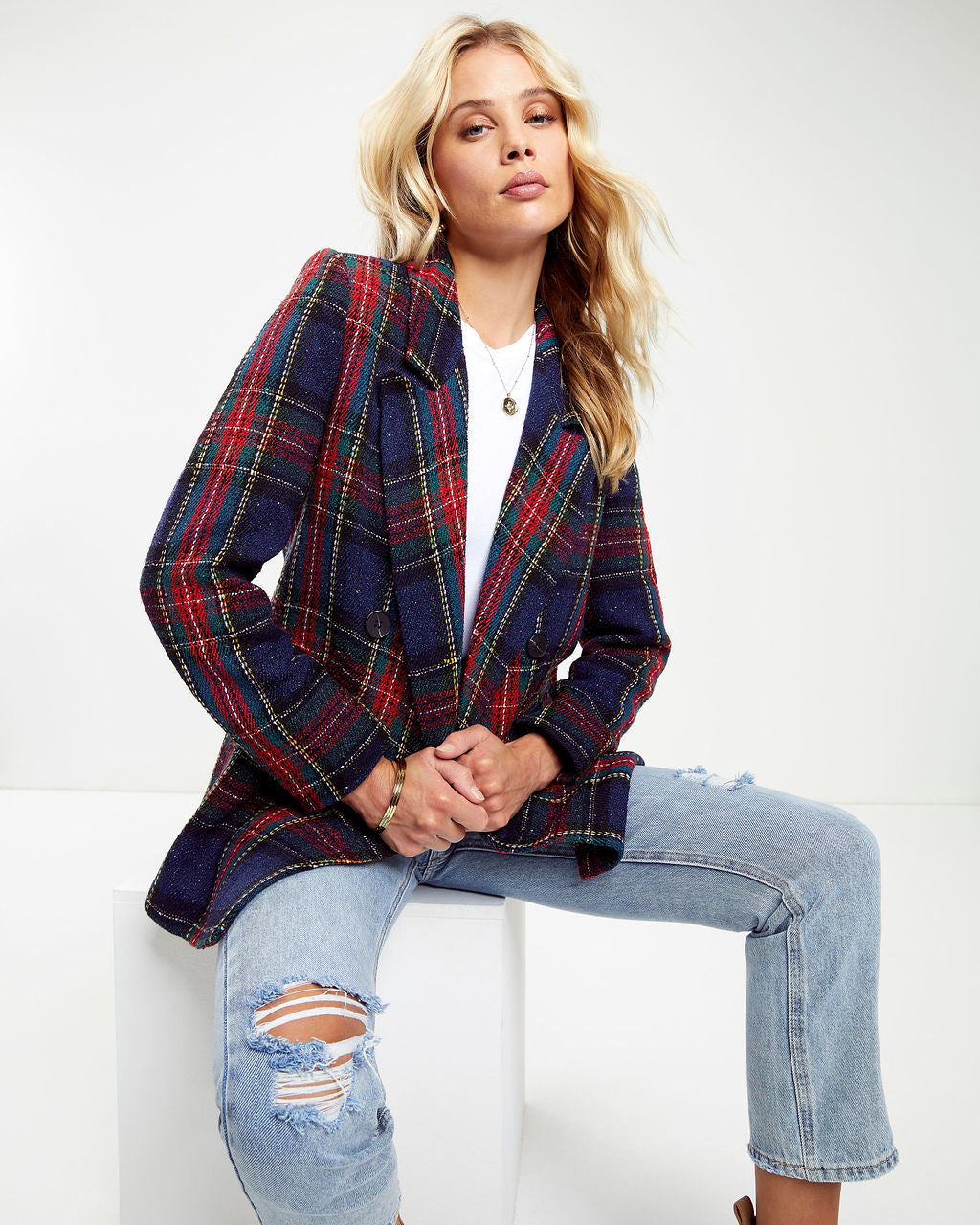 Franklin Metallic Plaid Blazer