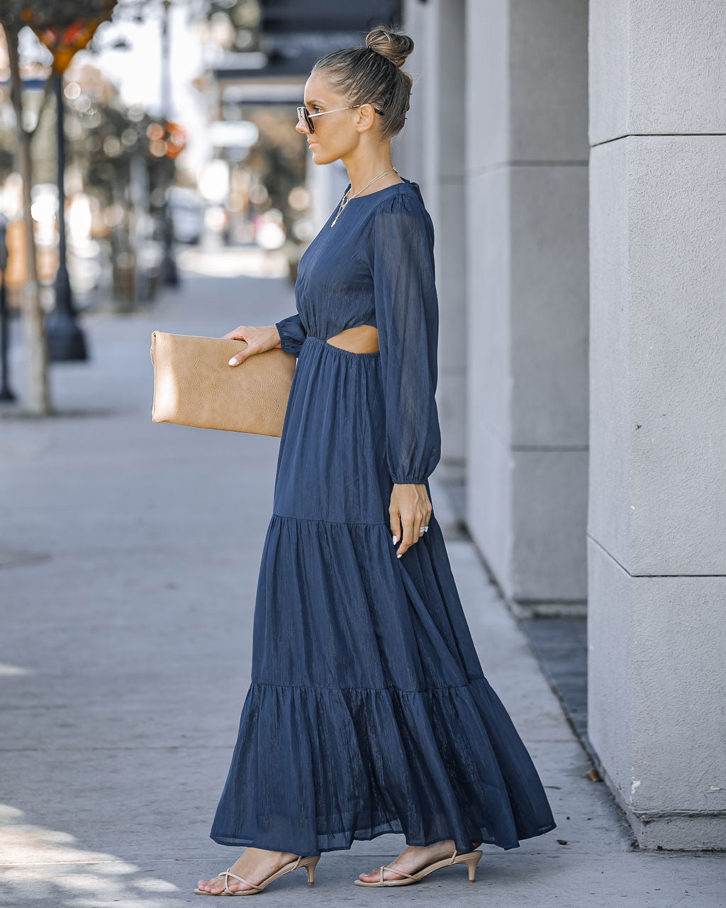 Halston Cutout Maxi Dress - Navy