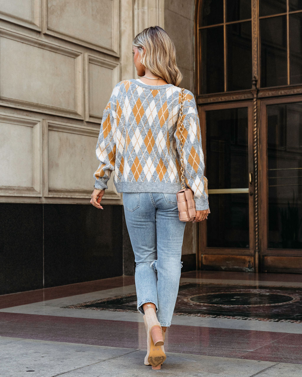 Just Go For It Argyle Knit Cardigan