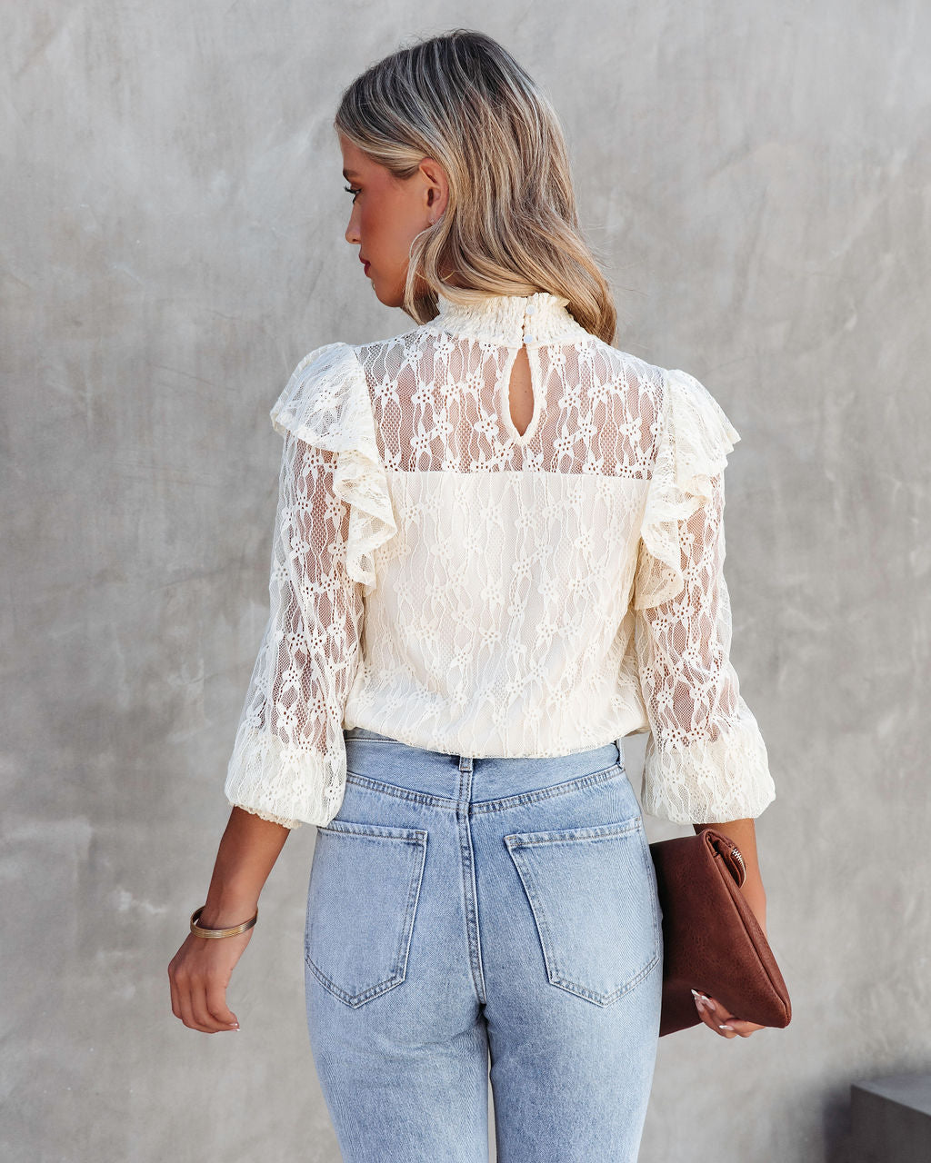 Marie Antoinette Ruffle Lace Top - Cream