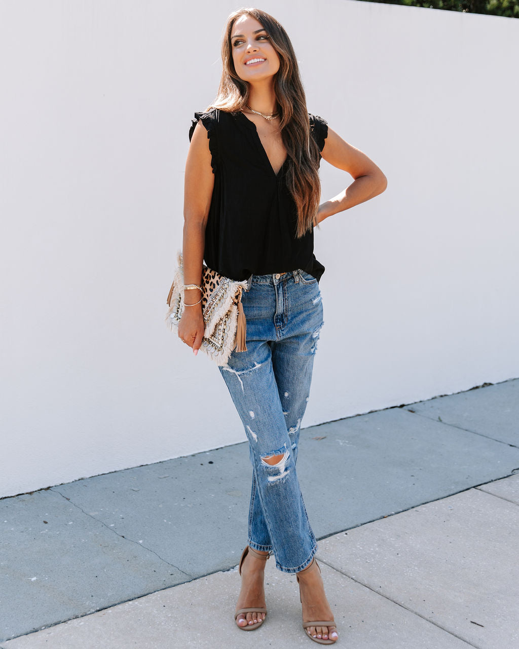 Normandie Ruffle Top - Black - FINAL SALE