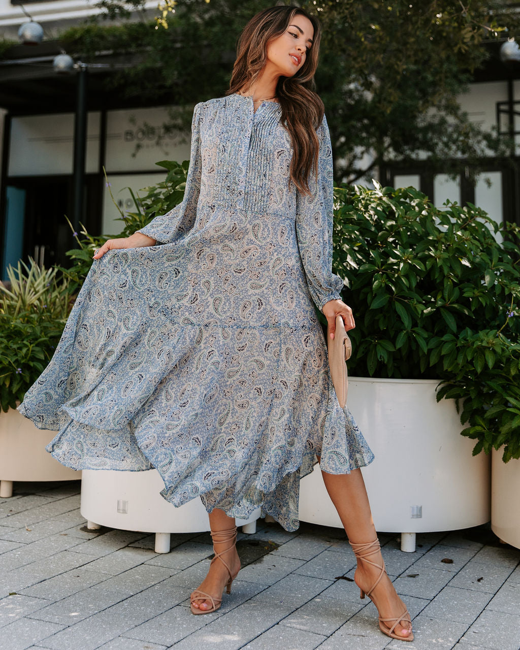 She Has A Gypsy Soul Paisley Chiffon Midi Dress
