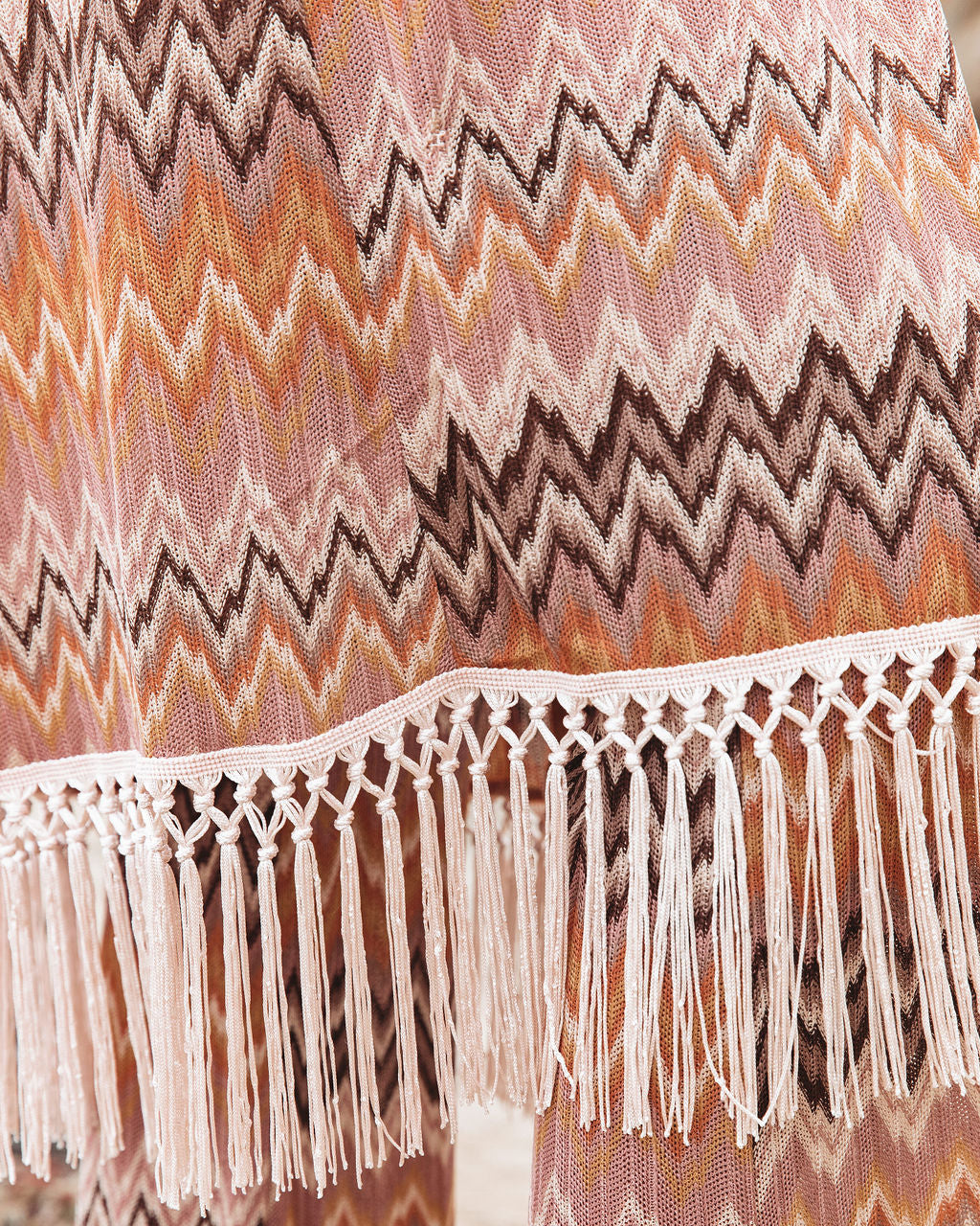 Margarite Chevron Fringe Belted Duster Cardigan - FINAL SALE