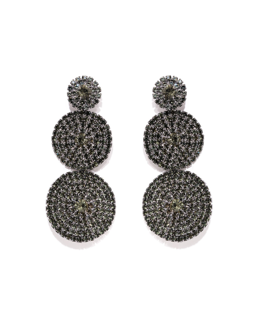 Triple Disco Drop Earrings - Black