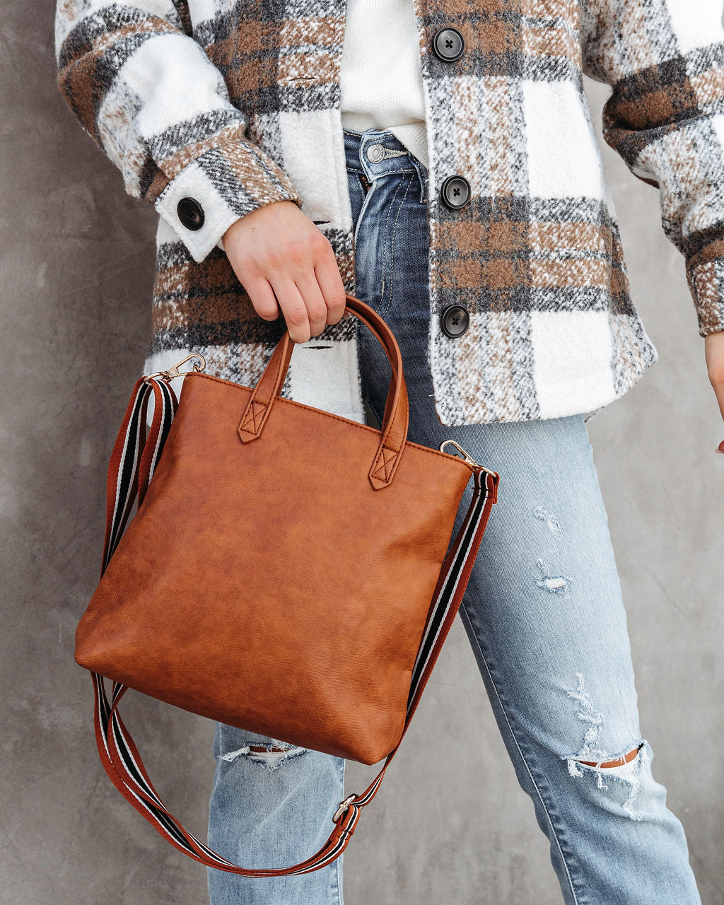 Trina Faux Leather Crossbody Bag - Tan