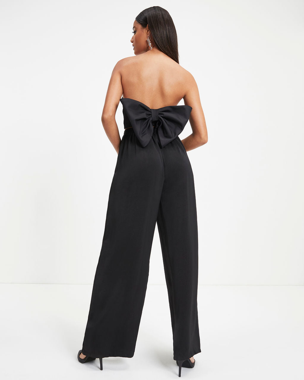 Put A Bow On It Strapless Crop Top - Black