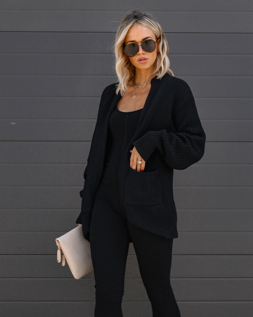 Sinclaire Cotton Pocketed Cardigan - Black