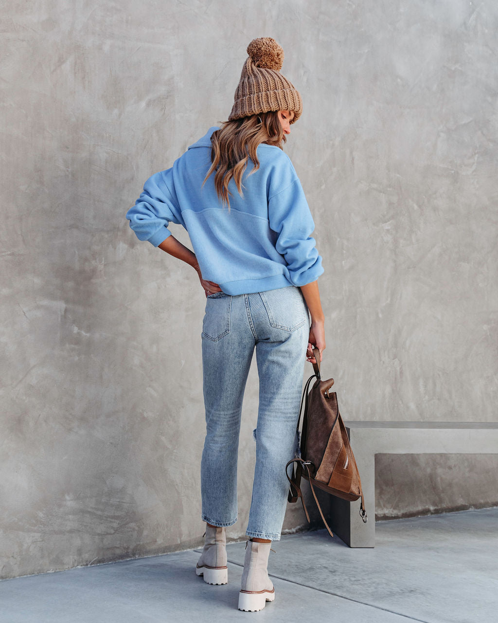 Blakely Fleece Half Zip Pullover Sweater - Blue