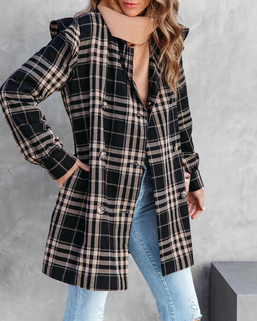 Matilda Plaid Lightweight Pocketed Jacket