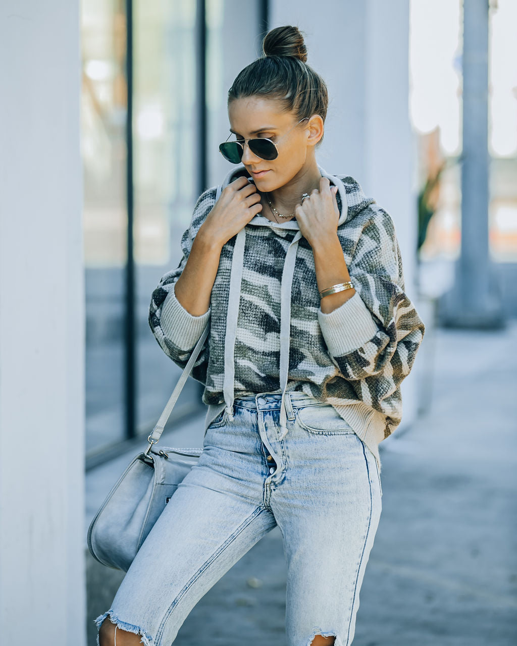 Brent Hooded Thermal Camo Sweater - SALE