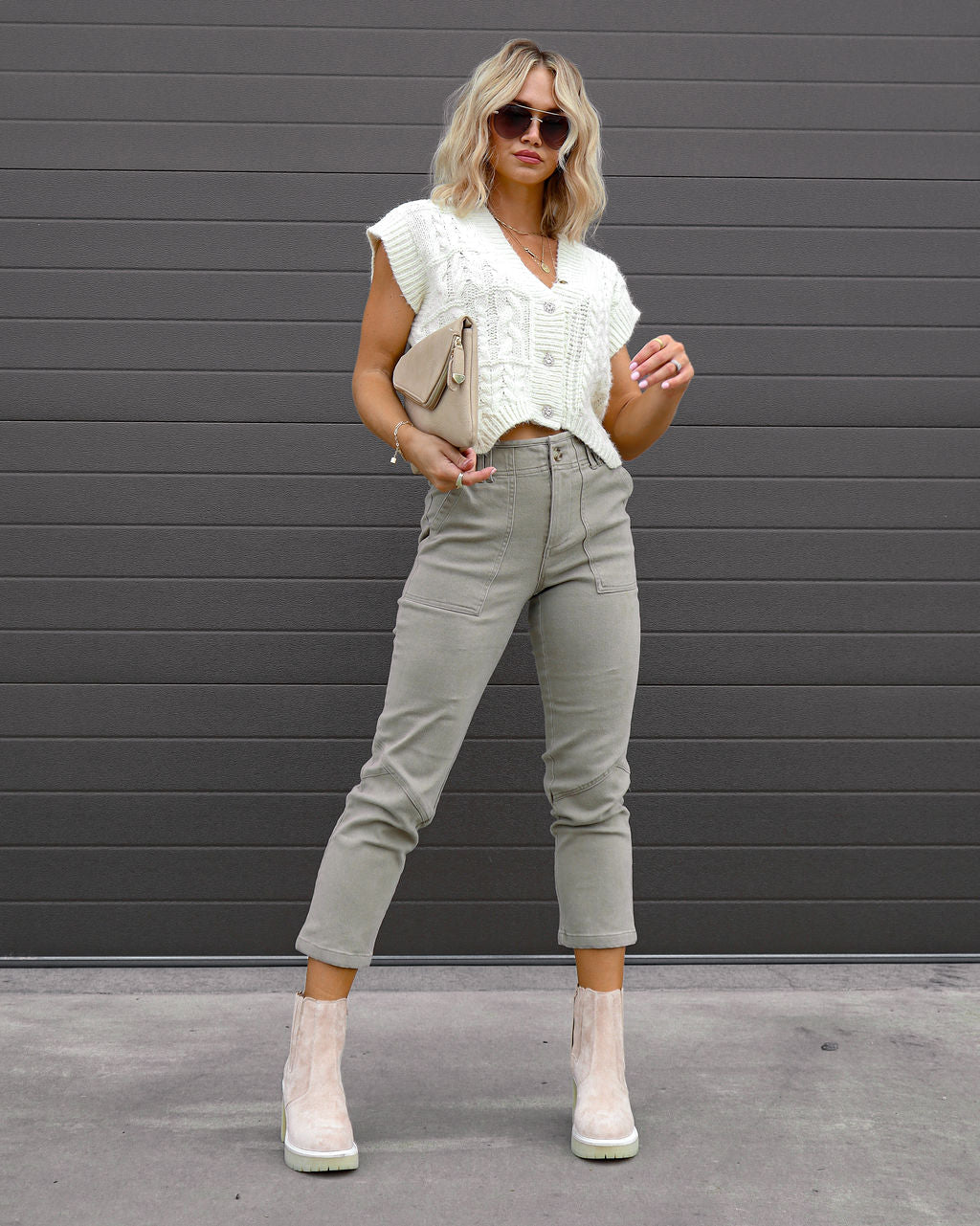 One In A Million Cable Knit Sweater Vest - Ivory