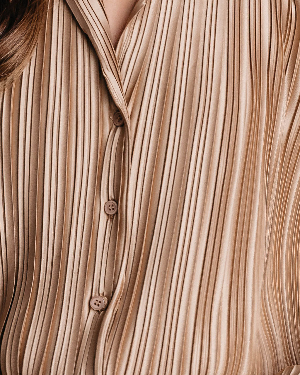 Hey Honey Plisse Button Down Top - Gold
