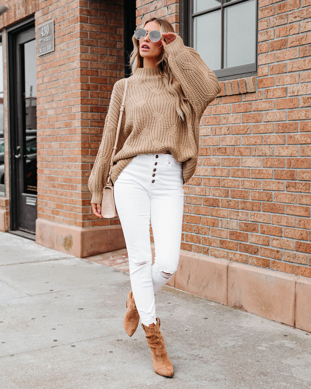 Windy City Knit Sweater - Taupe - SALE