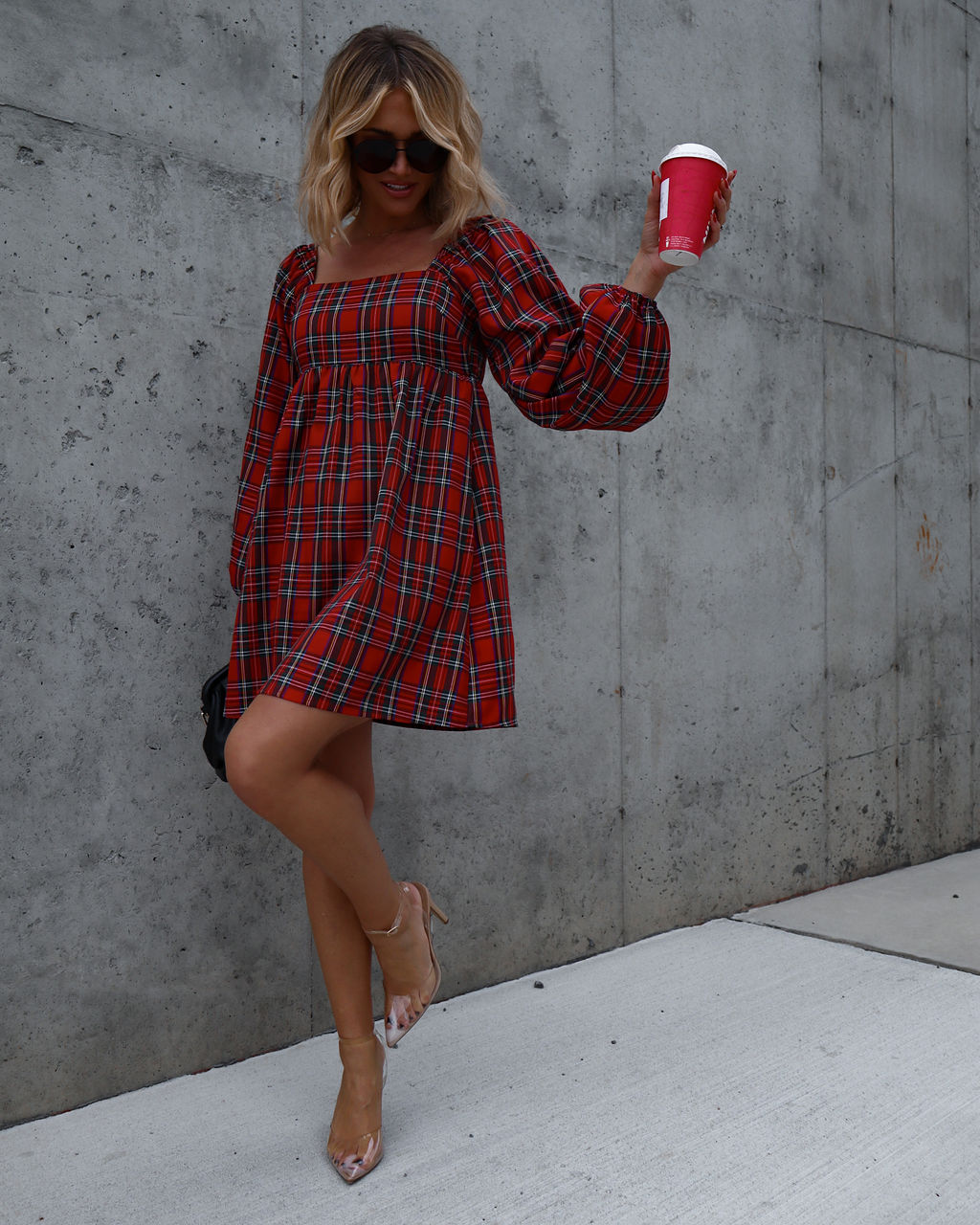 All Things Nice Plaid Babydoll Dress