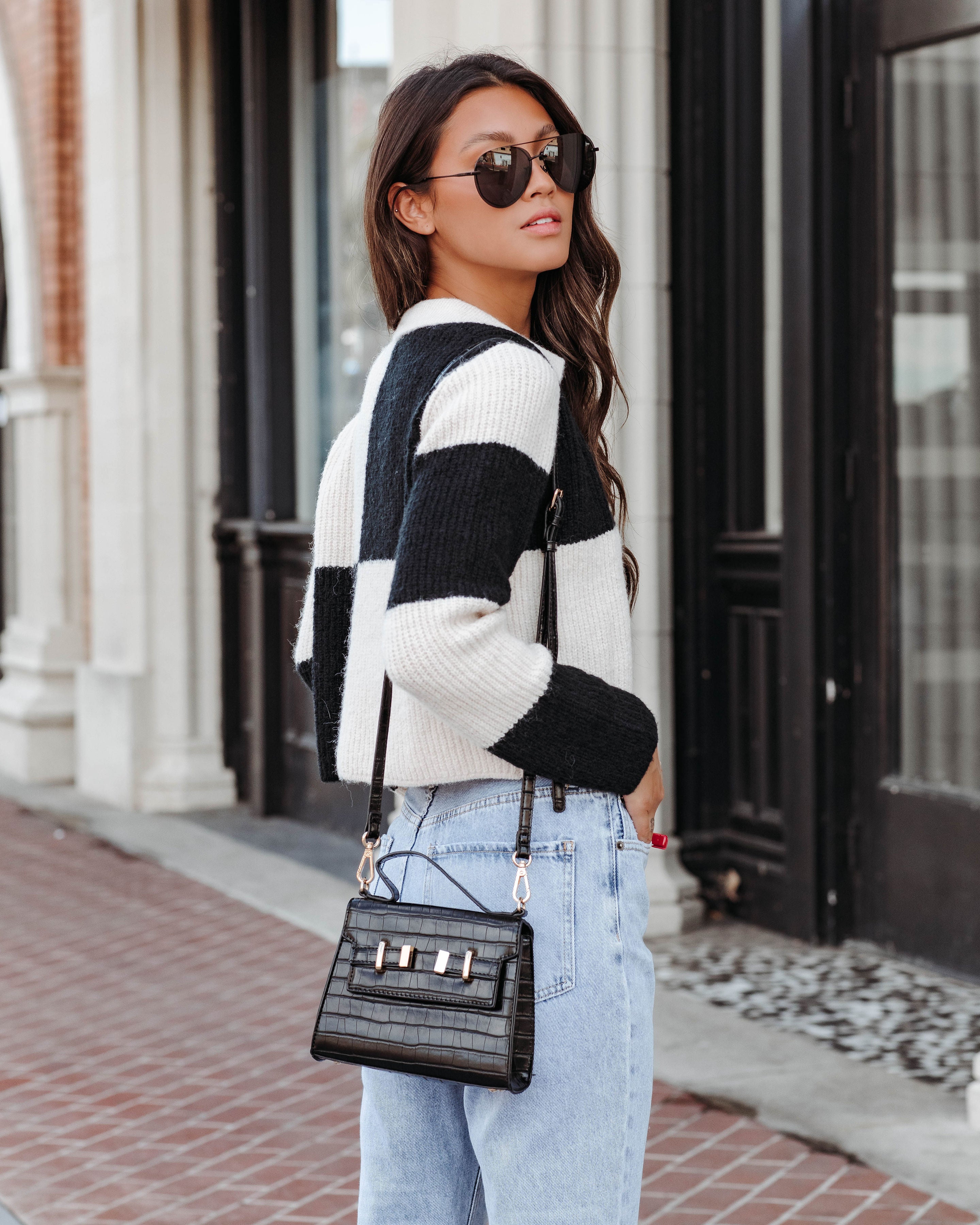 All The Right Moves Checkered Collared Cardigan