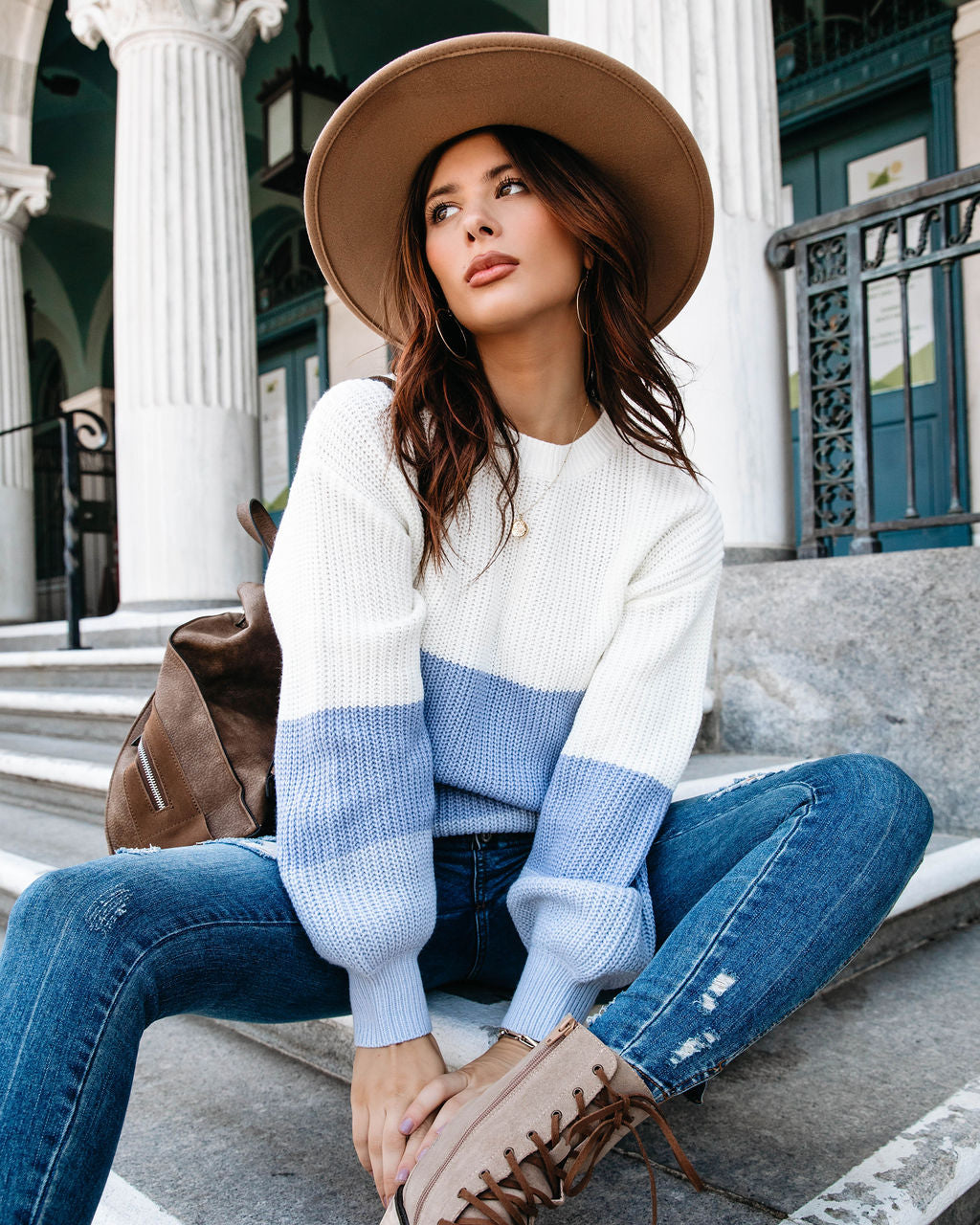 Novalee Knit Striped Colorblock Pullover Sweater