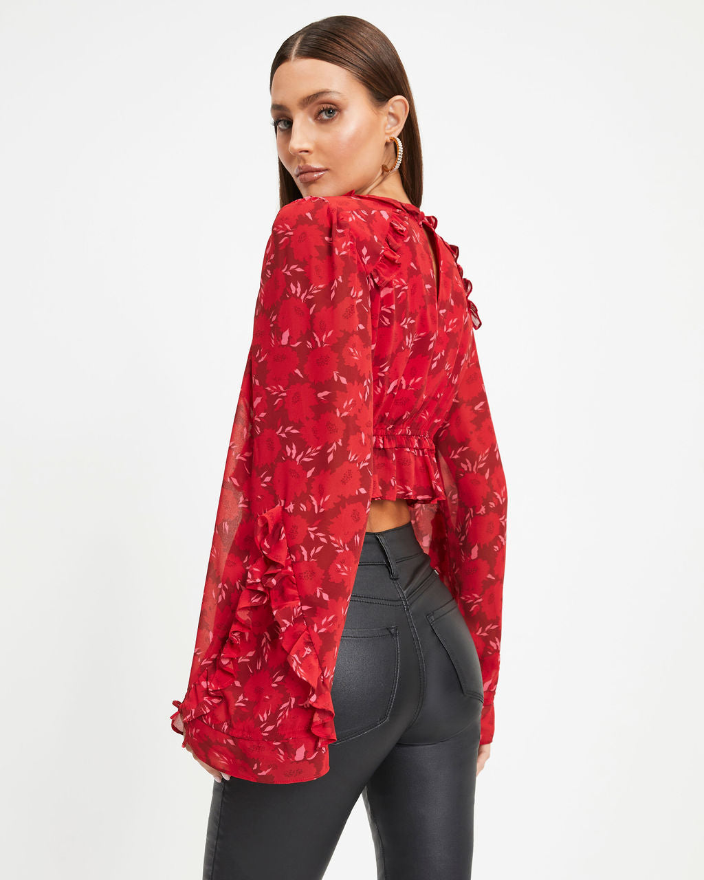 Valentine Floral Front Tie Top