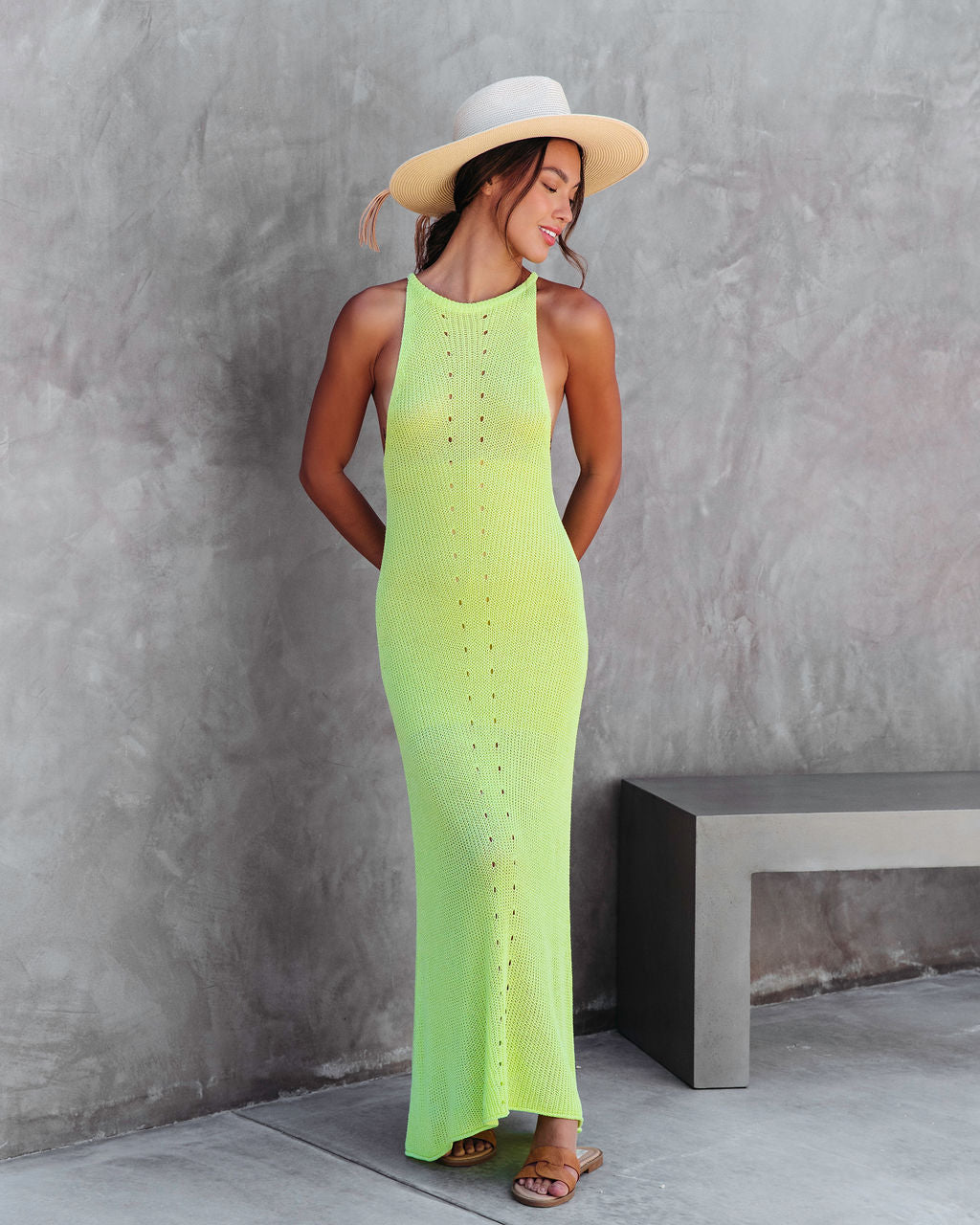 Maui Knit Maxi Dress - Lime - FINAL SALE